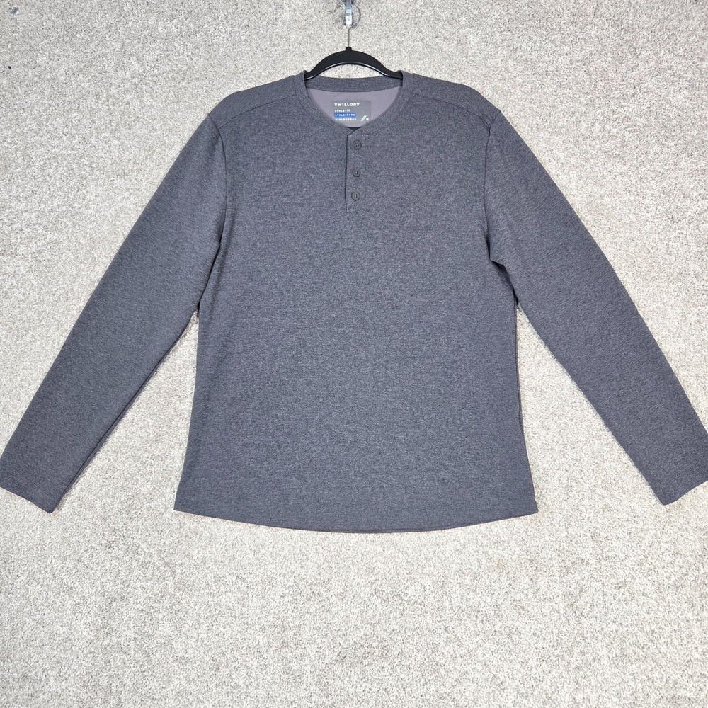 Twillory Henley Shirt Mens Medium Gray Long Sleeve Henley Athleisure